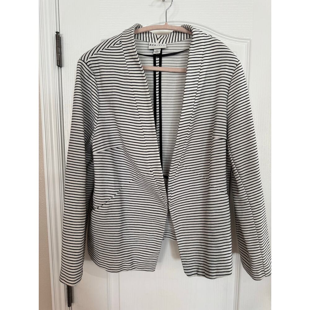 Ava & Viv Women's Jacket Black and White Striped Sz 2X Fitted Professional